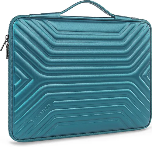 Vista 8 de DOMISO Funda para laptop de 14 pulgadas resistente a golpes e impermeable con asa, ligera, suave, EVA, estuche para tablet para laptops de Azul