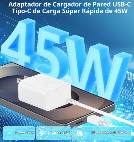 Vista 5 de 45W Super Fast Charger USB C, Redpark 2Pack USB C Charger Block Dynamic Power Adapter Type C Wall Charging with 6FT Type C Cable for Samsung Galaxy