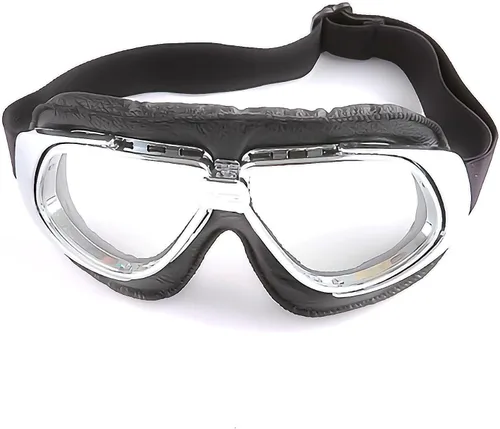 Vista 26 de Anteojos de seguridad para motociclismo, motonetas, medio casco clásico para Vespa, estilo aviador, plegable con lentes transparentes T008 Marco