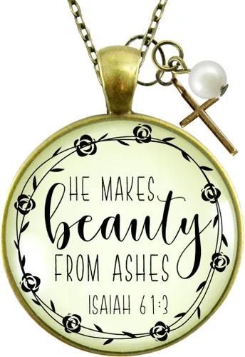 Vista 2 de Gutsy Goodness Faith He Cares - Collares hechos a mano con mensaje para mujer cristiana