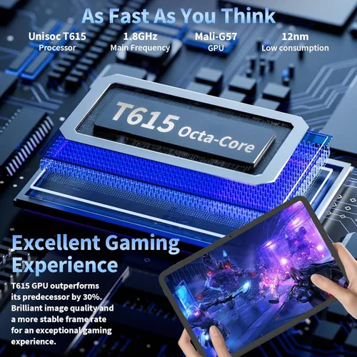 Vista 6 de Tablet Android 16 de 13 pulgadas 2026 con teclado, 32 GB+256 GB+2 TB expandir, tabletas PC con Gemini AI, Octa-Core, 10000mAh, pantalla de 120 Hz