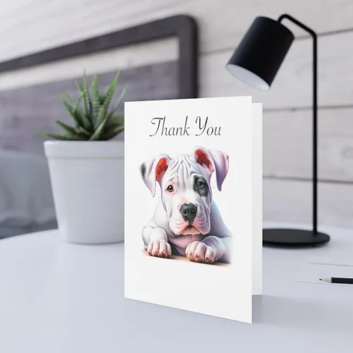 Vista 5 de DistinctInk Tarjeta de felicitación/tarjeta de nota -Dogo Argentino Puppy Coloreado Lápiz Dibujo Cumpleaños