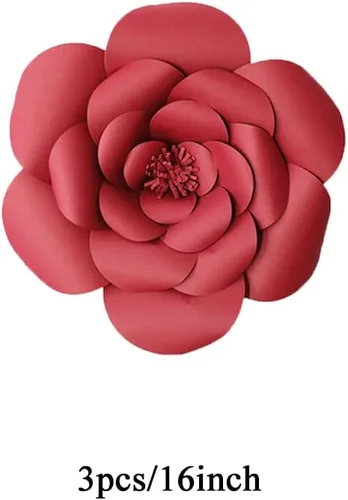 Vista 2 de Decoraciones gigantes de flores para fiestas, flores de papel para boda, telón de fondo, flores hechas a mano para guardería, decoración de pared