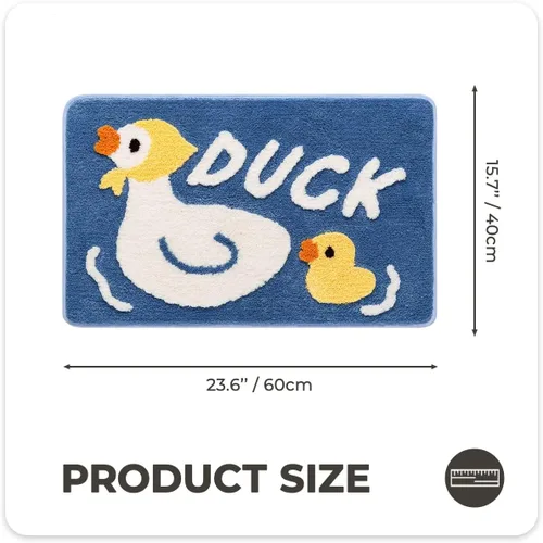 Vista 2 de Alfombra de baño de animales, lavable, divertida alfombra de baño de pato, microfibra suave y gruesa, antideslizante, absorbente de agua, para baño