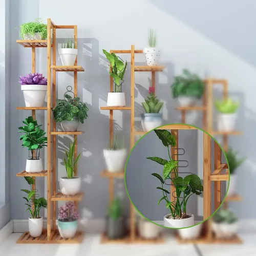Vista 5 de 4 piezas de mini enrejado de metal para plantas en maceta, soporte de escalada para enredaderas Hoya (negro)