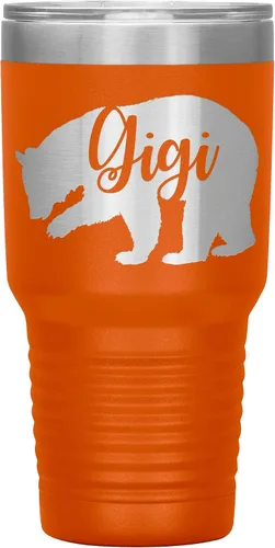 Vista 10 de Gigi Bear Tumbler - 30oz Engraved Stainless Steel Cup - Black