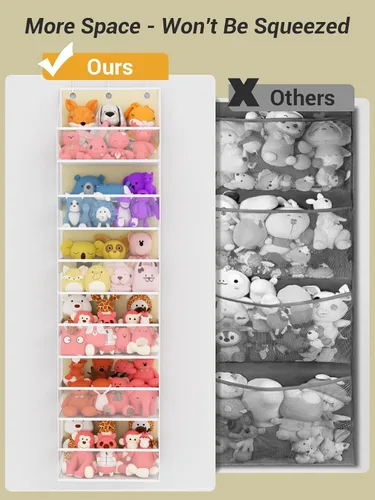 Vista 2 de Organizador colgante para colgar sobre la puerta con 6 estantes, almacenamiento de animales de peluche, almacenamiento detrás de la puerta