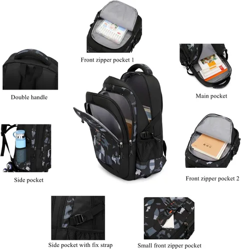 Vista 6 de VIDOSCLA Elementary - Mochila con ruedas para niños y adolescentes, equipaje de mano con ruedas, bolsa de libros para la escuela, A06#azul