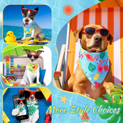 Vista 7 de Chunful 100 piezas de bandanas para perros a granel paquete de verano bufanda triangular babero pañuelo conjunto para accesorios de disfraz