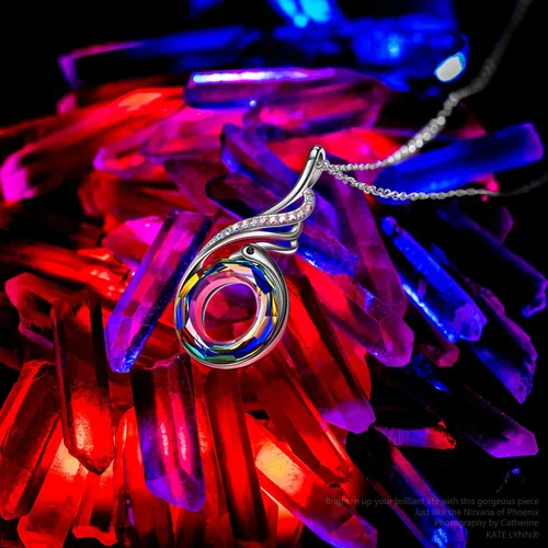 Vista 3 de Kate Lynn "Rise From the Ashes Phoenix Necklace Made with Crystals from Austria, 18"+2" Necklace, Packaged with Jewelry Box, Valentine's Day Gift