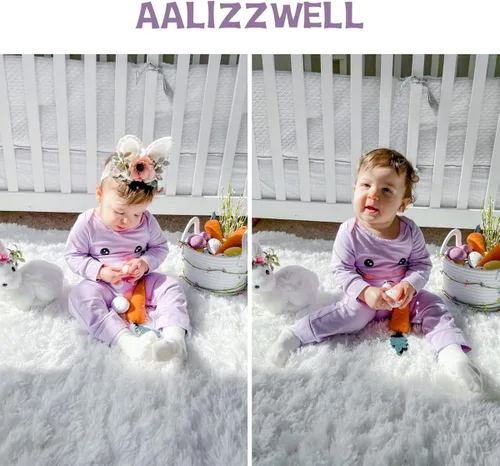 Vista 3 de Aalizzwell Mameluco de Pascua para bebés y niñas con sombrero de oreja de conejo