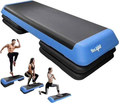 Vista 5 de Yes4All Plataforma ajustable de ejercicios aeróbicos para entrenamiento de tamaño para club de salud con 4 elevadores ajustables incluidos y A.