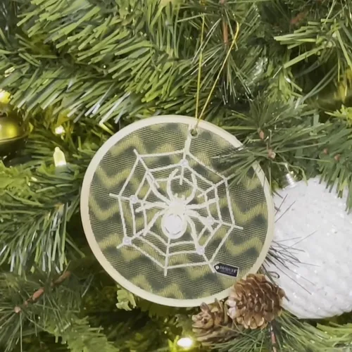 Vista 2 de Matashi Adorno artístico con estampado de araña 5D, adornos colgantes de araña de la suerte para decoración del árbol de Navidad, con historia