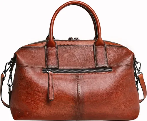 Vista 3 de Iswee - Bolso de hombro de cuero genuino, bolso tote con diseño de morral, con asa superior, bolso de gran capacidad, bolso cruzado