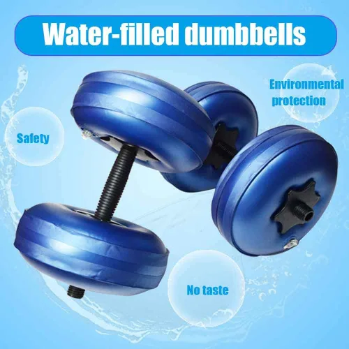 Vista 8 de Juego de 2 mancuernas portátiles ajustables rellenas de agua, juego de equipo de fitness ecológico para entrenamiento muscular de brazo