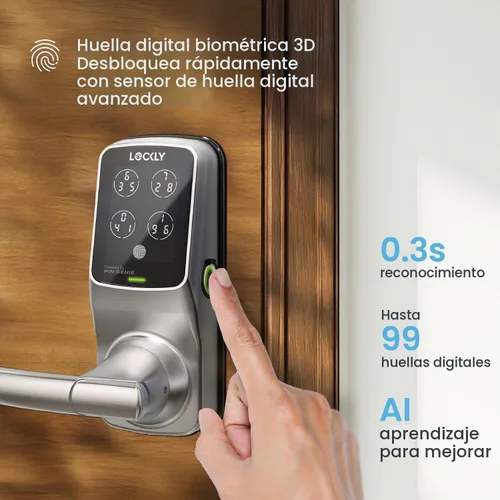 Vista 5 de Lockly Secure Plus - Cerradura inteligente Bluetooth para puerta, entrada sin llave con teclado digital PIN Genie®, cerradura de puerta delantera