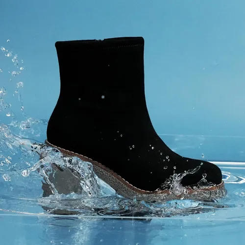 Vista 2 de JABASIC Botas de tobillo para mujer, tacón bajo, tacón grueso, botas de vestir con cremallera lateral