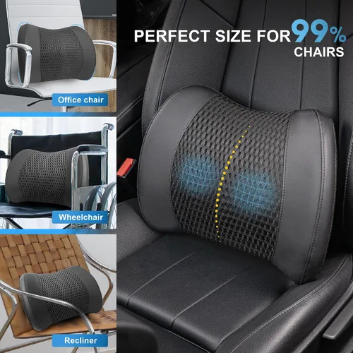 Vista 8 de Lofty Aim Cojín de apoyo lumbar de espuma viscoelástica que alivia el dolor de espalda baja, silla de automóvil, silla de oficina y almohada