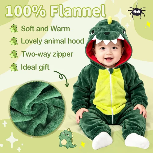 Vista 4 de Disfraz de monstruo azul para niños pequeños: mameluco de animal con capucha para Halloween, lindo y cálido traje de monstruo azul para otoño e