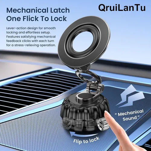 Vista 6 de Soporte magnético para teléfono para automóvil, giratorio de 720°, soporte de teléfono plegable con ventosa universal para salpicadero, parabrisas