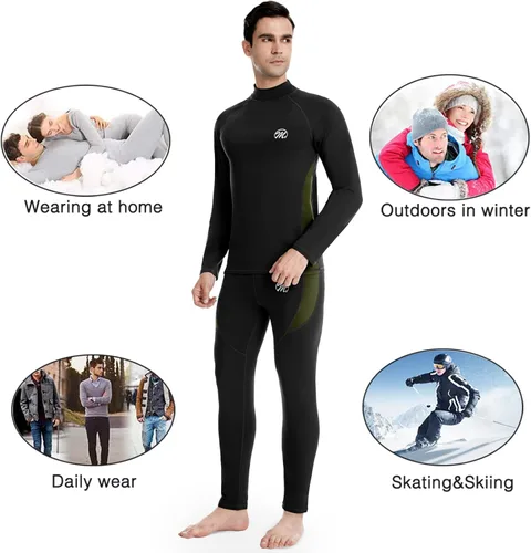 Vista 7 de Ropa interior térmica para hombre, forro polar de invierno, ropa interior de compresión para hombre, ropa interior y parte inferior cálida