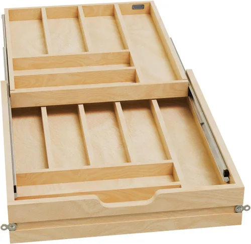 Vista 10 de REV-A-Shelf Sistema de cajones de repuesto de dos niveles con base de madera (sin toboganes)