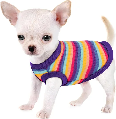Vista 16 de Eleva la Comodidad y la Moda de tu Mascota: Chaleco de Camisa para Perros de Algodón 100% Acanalado Premium para Razas Pequeñas como Chihuahuas