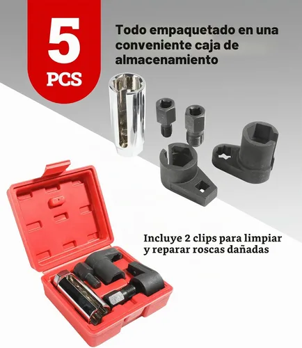 Vista 2 de Zlirfy 5PCS Removedores de Sensores de Oxígeno, Herramienta Removedora de Llave de Vaso para Sensor de Oxígeno Automotriz y Juego de Perseguidor