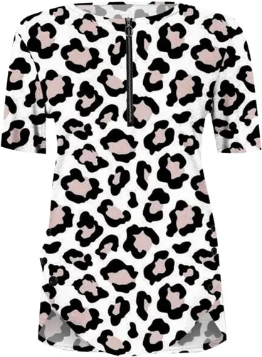 Vista 3 de Camiseta de manga corta transpirable para mujer, con estampado de Pascua, ajuste clásico, cuello redondo