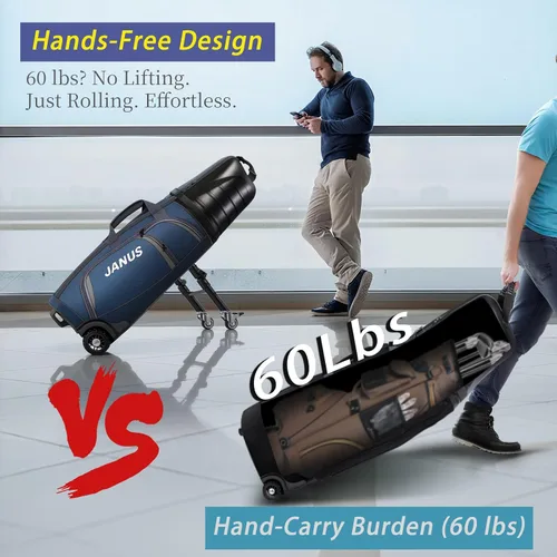Vista 3 de JANUS Golf Travel Bag Hard Case with Foldable Support Legs, Hands-Free Golf Club Travel Bag with 360° Spinner Wheels, ABS Hard Shell, Foldable