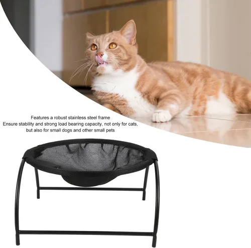 Vista 5 de Cama hamaca para gatos, lona de acero inoxidable, desmontable, elevada, para perros pequeños, cachorros, cama para mascotas para dormir