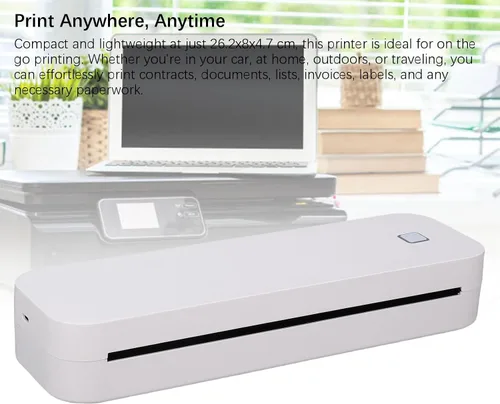 Vista 5 de Fafeicy Wireless Thermal Printer Portable Inkless Low Noise High Resolution 200DPI for Home Office Travel Compact Size 26.2x8x4.7cm
