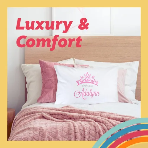 Vista 2 de Pattern Pop - Funda de almohada de princesa con texto personalizado - Fundas de almohada decorativas para cama - Decoración personalizada