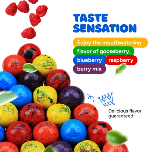 Vista 4 de Gumballs in Jar - Berry Blots Gumballs - Goma de mascar grande de 1 pulgada - Gomas de mascar grandes con sabor a fruta para niños de 9 onzas - Goma