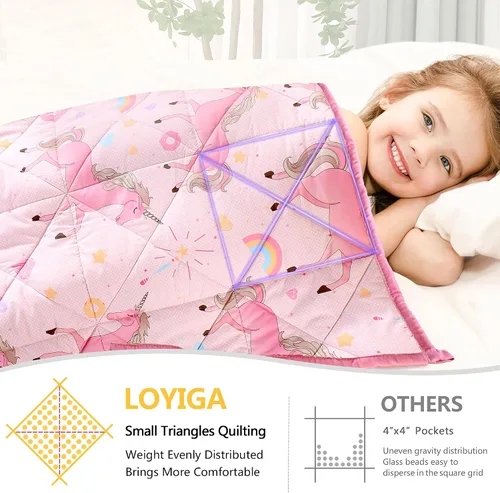 Vista 9 de LOYIGA Manta pesada con funda de edredón extraíble, 5 libras, 36 x 48 pulgadas, manta pesada reversible (rosa)