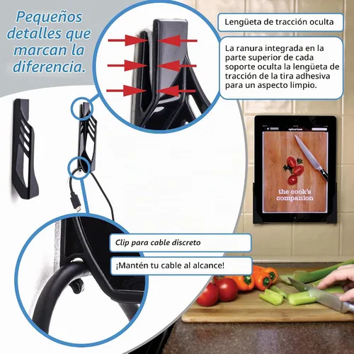 Vista 2 de Dockem Koala - Soporte de pared para tableta: base de pared adhesiva universal sin daños para iPads, iPad Airs, Galaxy Tabs y otras tabletas