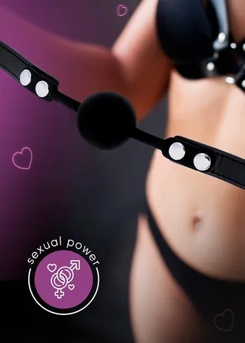 Vista 6 de Mordaza negra abierta y transpirable para juegos sexuales para adultos, bola BDSM de boca abierta, tapón bucal de nailon, bola de boca transpirable