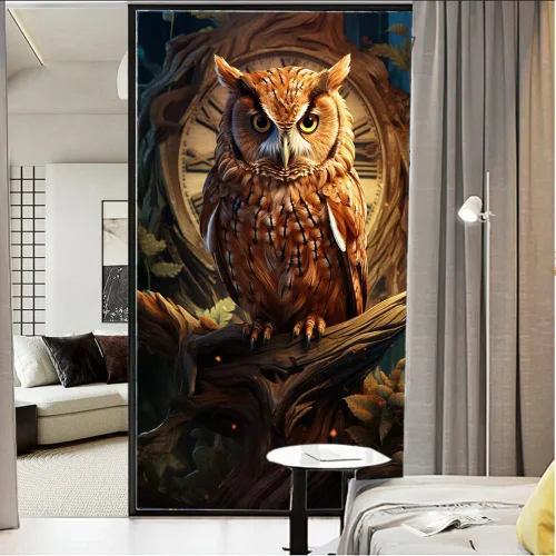 Vista 7 de Interesante película de búho para ventana, bloqueo de calor, agujero de árbol natural, vida silvestre, pájaro, privacidad, decoración de ventana