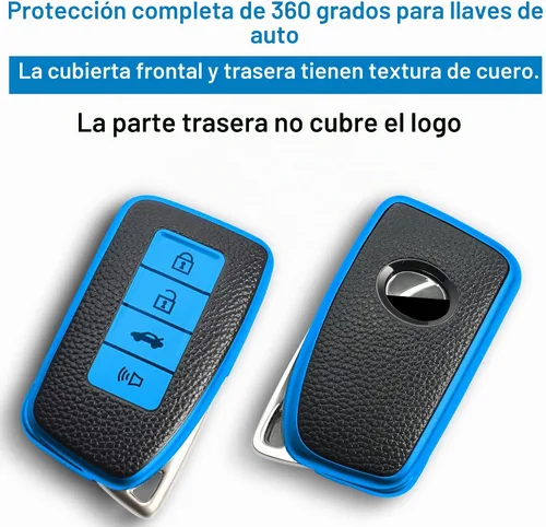 Vista 3 de Kirsnda Funda con textura para llavero compatible con Lexus, funda/protector de llave de TPU suave, 4 botones que se ajusta a ES IS GS NX RX RC GX
