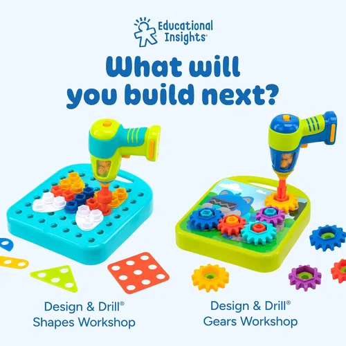 Vista 6 de Educational Insights Design & Drill ABCs & 123s - Juguetes de construcción y herramientas para niños pequeños, juego de herramientas para niños