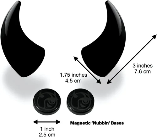 Vista 3 de MagNeatOhz - Cuernos de diablo grandes para casco, fabricados en Estados Unidos, accesorio magnético e intercambiable para casco, par