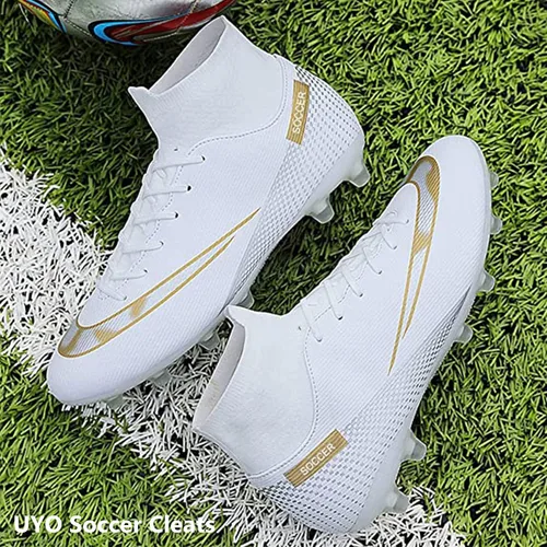 Vista 6 de UYO Men's Soccer Shoes Football Cleats Outdoor High-Tops Lace-Up Non-Slip Spikes AGFG Boots