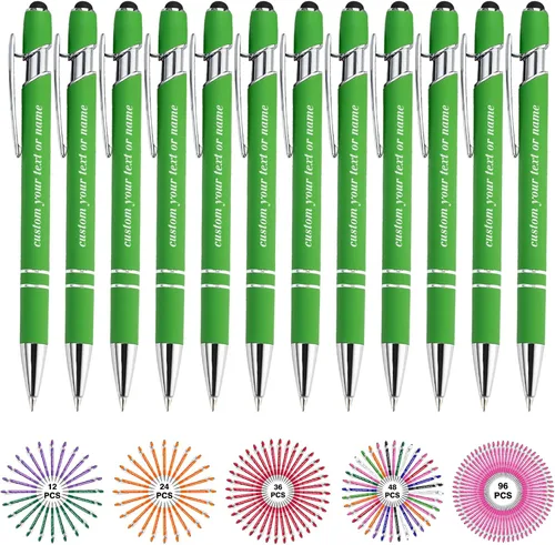 Vista 33 de Bolígrafos personalizados con nombre a granel, juego de bolígrafos personalizados, lápiz capacitivo grabado, logotipo, texto, regalo para negocios