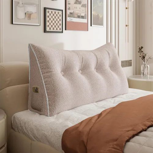 Vista 47 de Almohada de cabecera gruesa totalmente rellena tamaño Queen, cabecera acolchada suave y firme, soporte grande, triangular, almohada de cuña