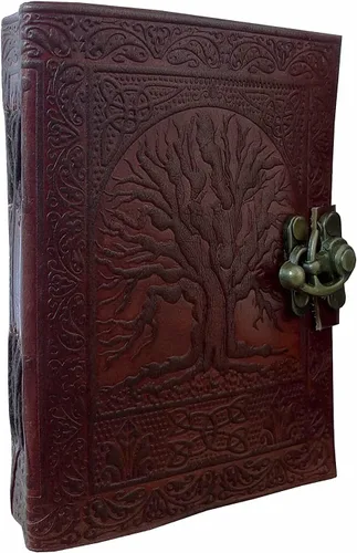 Vista 4 de Árbol de la vida celta de cuero, libro de las sombras, libro Wicca de hechizos en blanco
