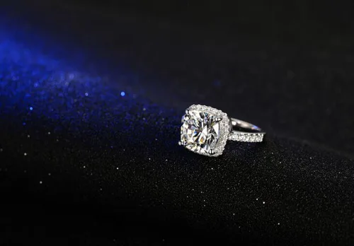 Vista 4 de Joyería 3 quilates VVS1 anillo de compromiso de diamantes simulados para mujer joyería de boda de plata, Diamante sintético