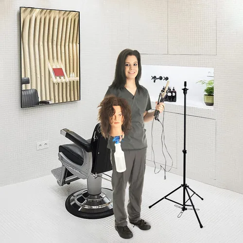 Vista 5 de HYOUJIN Soporte alto para cabeza de peluca, trípode para cabeza de maniquí, soporte ajustable con panel de pie para cabeza de maniquí, cabeza