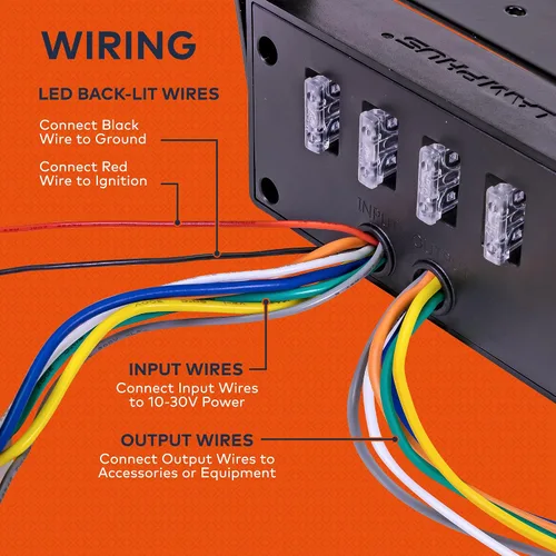 Vista 3 de LAMPHUS SWBX42 caja de interruptor retroiluminado LED [4 x 25 A ENCENDIDO/APAGADO interruptores basculantes] [2 interruptores momentáneos]