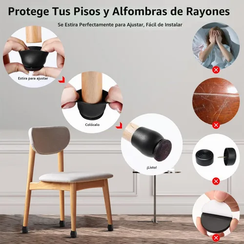 Vista 7 de Ezprotekt 24 piezas de protectores redondos de silicona para patas de silla para suelos de madera, almohadillas de fieltro para muebles, tapas