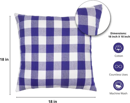 Vista 3 de PurpleEssences Juego de 2 fundas de almohada a cuadros de búfalo, 100% algodón, para decoración de primavera, verano, Pascua, automóvil, cama, sofá